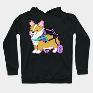 Cute Corgi in a doggy Wheelchair Hoodie